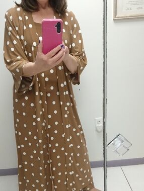 Attitudes by Renee Brown Polka Dot Maxi Dress & Jacket, Fits Like a small Large